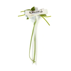 Fermaglio Floreale Celeste, Bianco E Verde